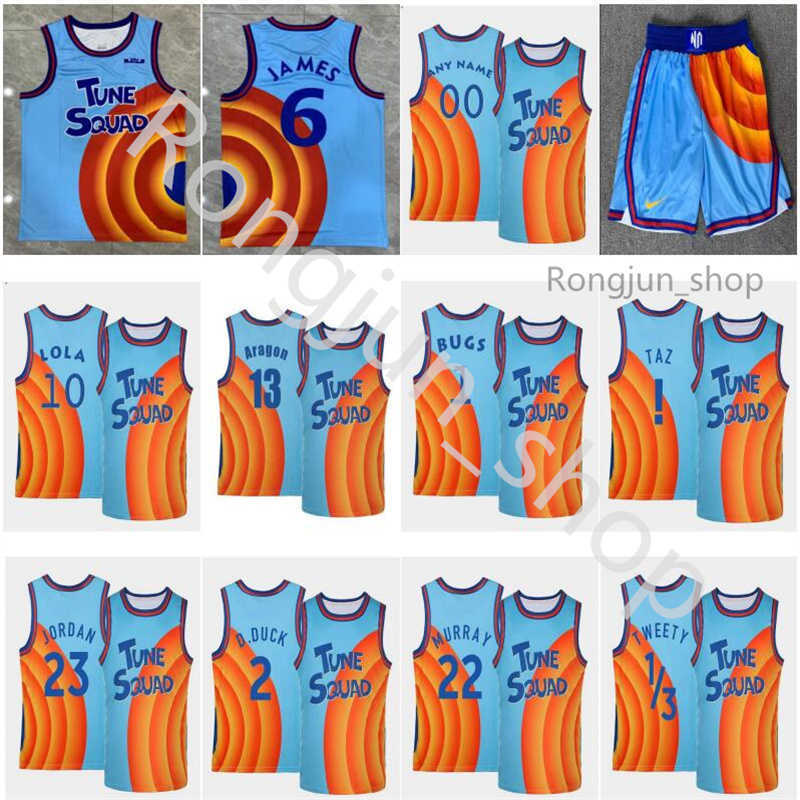 

2021 Printed Basketball Space Jam 2 Jerseys Movie Tune Squad 1/3 Tweety 2 D.DUCK LeBron 23 Michael 1 Bugs 13 Aragon ! TAZ 22 Bill Murray 6 J, Black;red