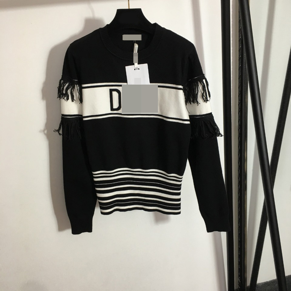 

906 2021 Runway Spring Autumn Brand SAme Style Sweater Long Sleeve Crew Neck Fashion Black Pullover Clothes High Quality Womens meiyi, Customize