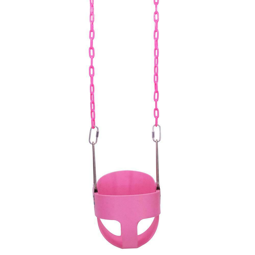 

Heavy-Duty High Back Full Bucket Toddler Swing Seat with 58" Coated Chain Pink