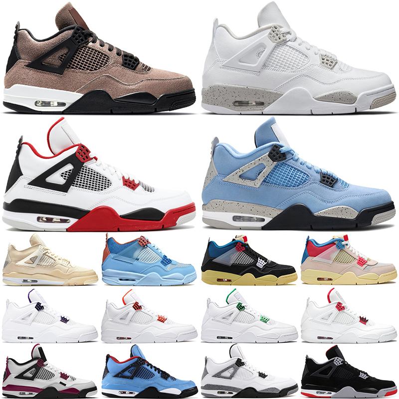 

4 4s Retro Basketball Shoes Military Black Cats Midnight Navy University Blue Bred Sail White Oreo Cactus Jack Mens Trainers Outdoor Women Sports Sneakers, 4s 7-13 wings