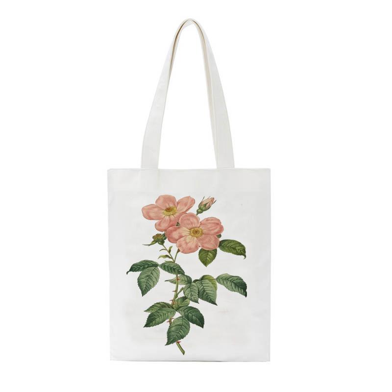 

Shopping Bags Custom Canvas Tote Bag Floral Flower Plant Print Daily Use Handbag Eco Reusable Recycle Large Capacity Shopper, A757