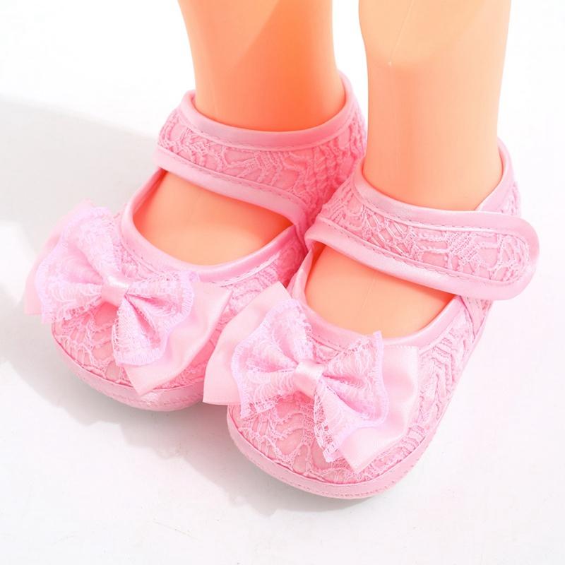 

First Walkers Autumn Baby Cute Girl Bowknot Shallow Princess Shoes Lace Cloth Toddler Infant Walker
