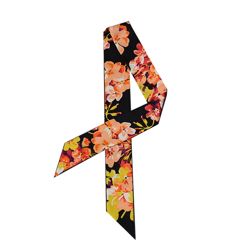 

2021 Luxury Brand Women Print Silk Floral Style Head Scarf Headband Handle Bag Ribbons Female Tie Small Long Scarves