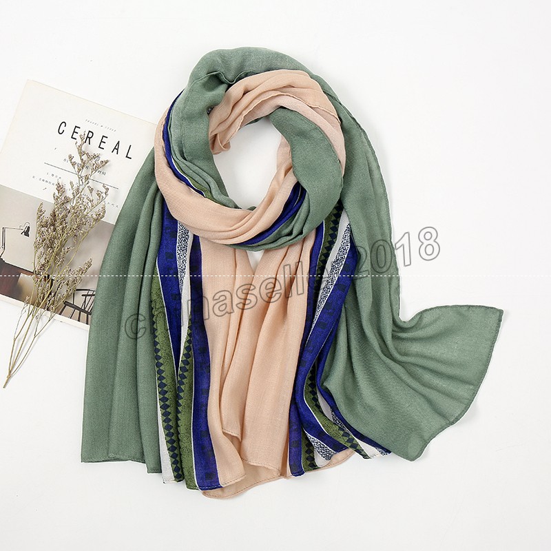 

Fashion Luxury Striped Line Cotton Linen Scarf Women Printed Shawls and Wraps Pashmina Stole Muslim Hijab 180*90cm