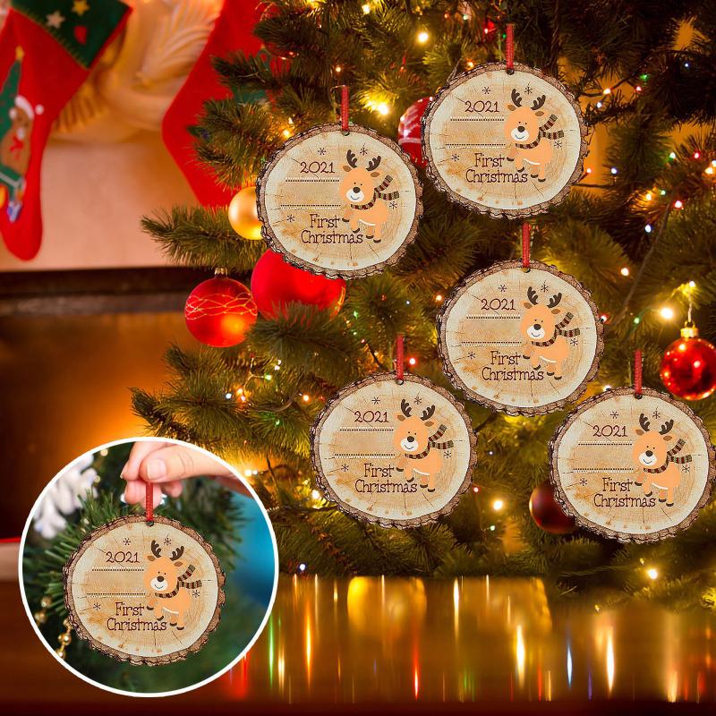 

Christmas Decorations Baby First Funny Xmas Tree Cartoon Acrylic Elk Pendant 2021 Home Hanging Ornaments For Navidad
