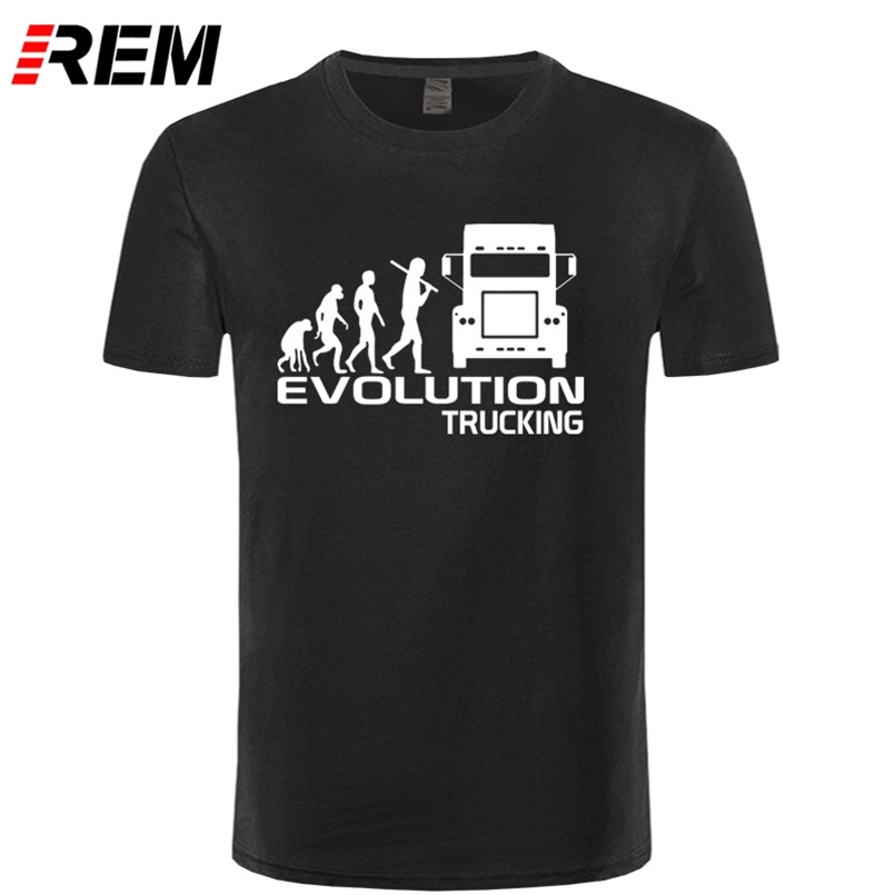 

REM Brand Clothing EVOLUTION TRUCKING truck driver cab gift ideas Funny T Shirt Men Cotton Short Sleeve T-shirt Top Camiseta 210721