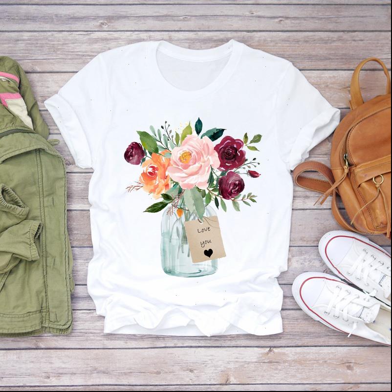 

floral 90s flower thanksgiving womens t shirts summer fall cute graphic tee, White