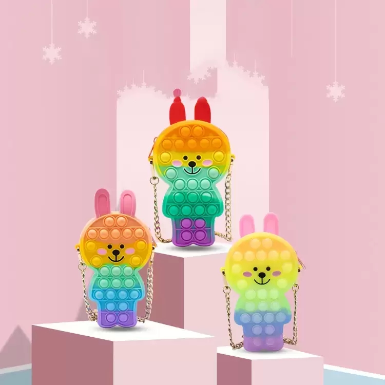 

Decompression Toy Coin purse rodent control pioneer rabbit bag children press silicone diagonal zipper bubble music new