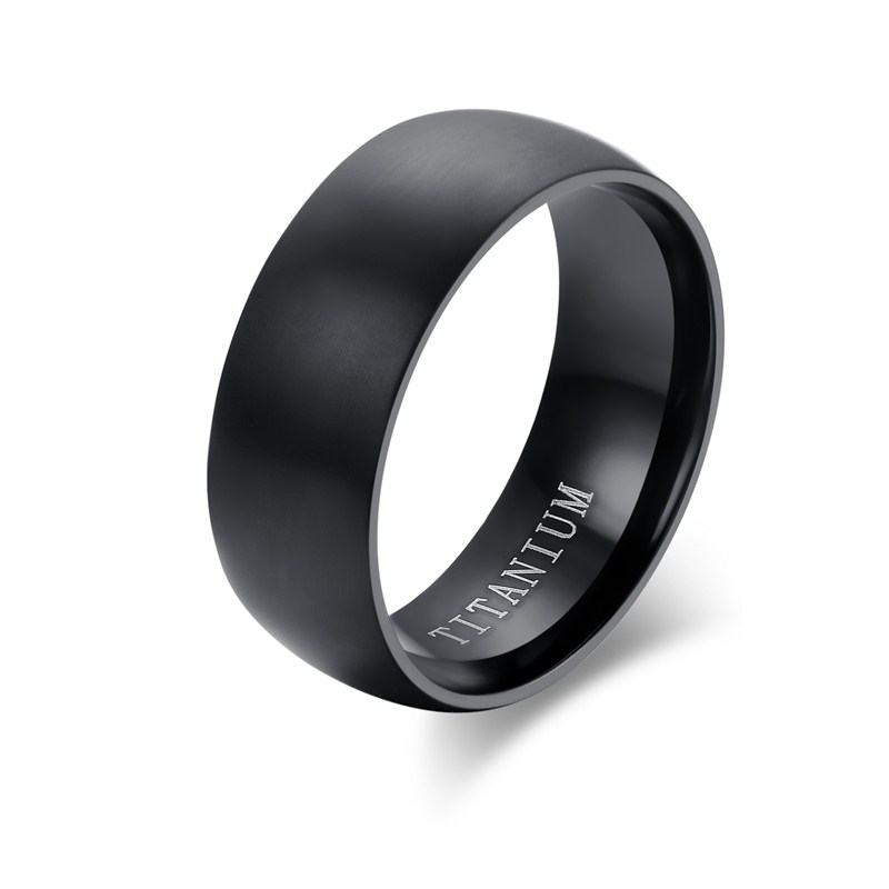 

Mens Basic Wedding Band in Black Titanium Steel Engagement Ring Dome Charm Matte Finished Male Jewelry Bague Masculinos Anillos, Silver