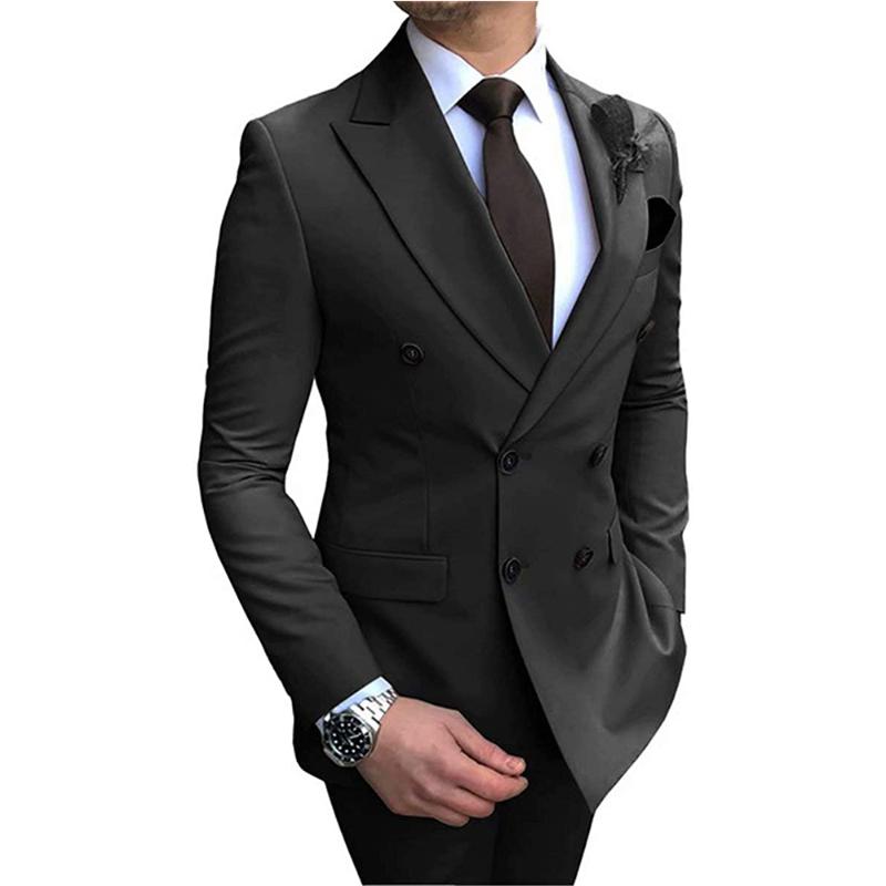 

Men's Suits & Blazers Black 2pcs Closure Collar Business Bridegroom Coat Wedding Groomsmen Tuxedos(Jacket+Pants)Custom Made Men Set, Custom color