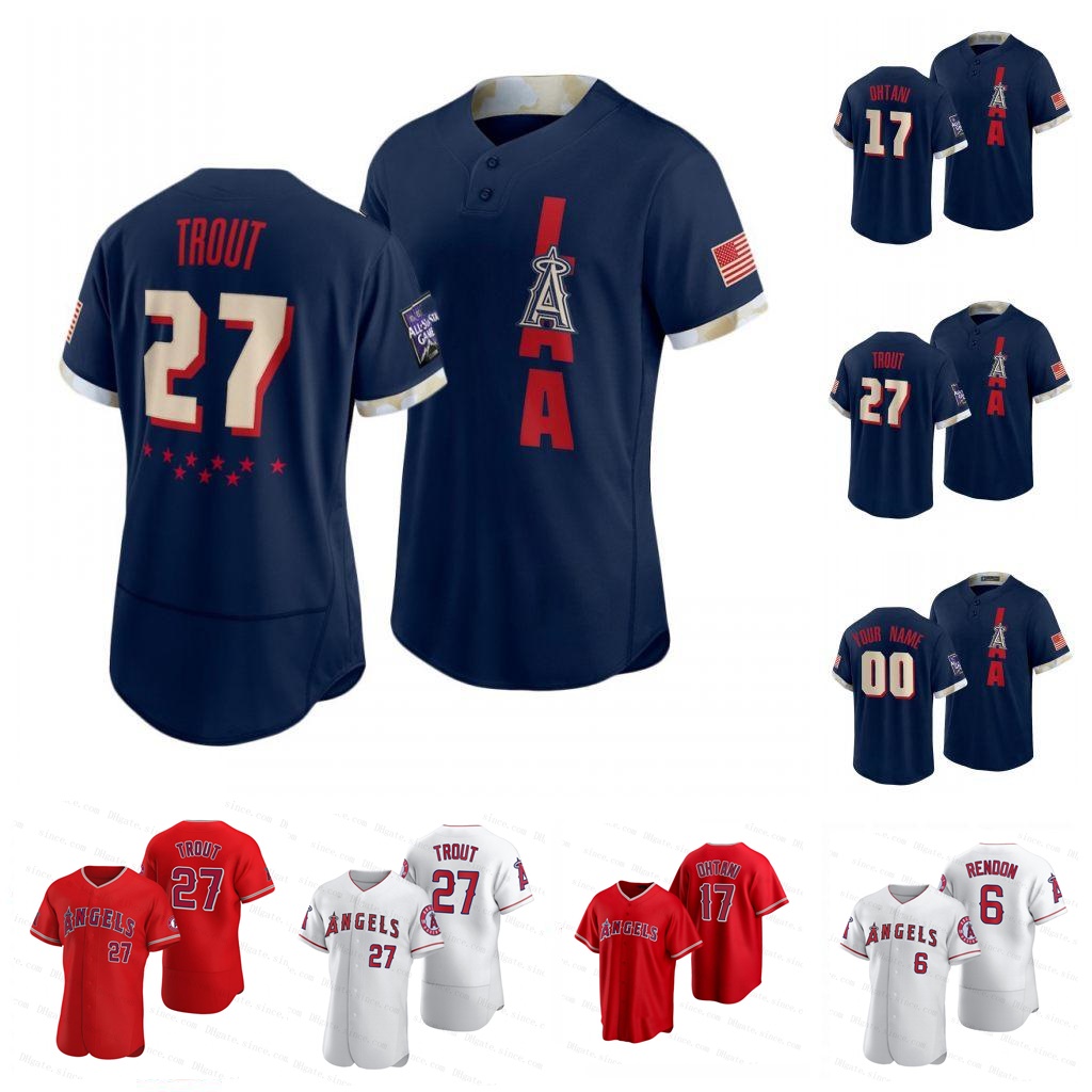 

Shohei Ohtani Los Angels Jersey 27 Mike Trout 6 Anthony Rendon Raisel Iglesias Justin Upton Fletcher Adell Jose Quintana Maddon Schebler Walsh Simmons Stitched, Mens flex base