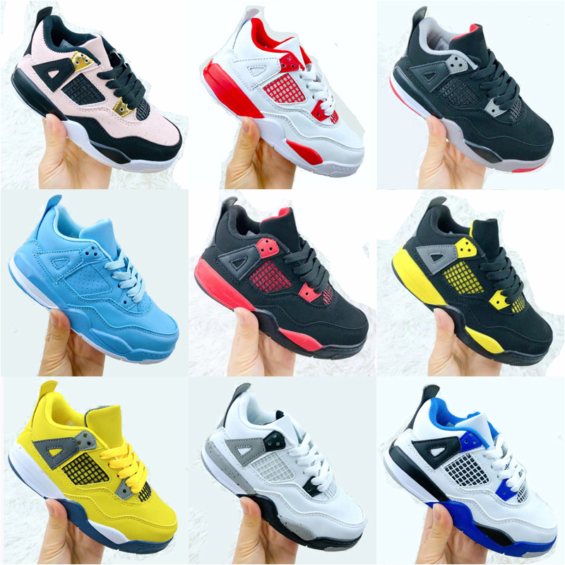 

Kids Basketball Shoes Infant Toddlers Quality Products J 4S Chicago 4 Boy Girl Sneaker Light Green Lights Grey Khaki Baby Trainers Children Footwear, As photo 7