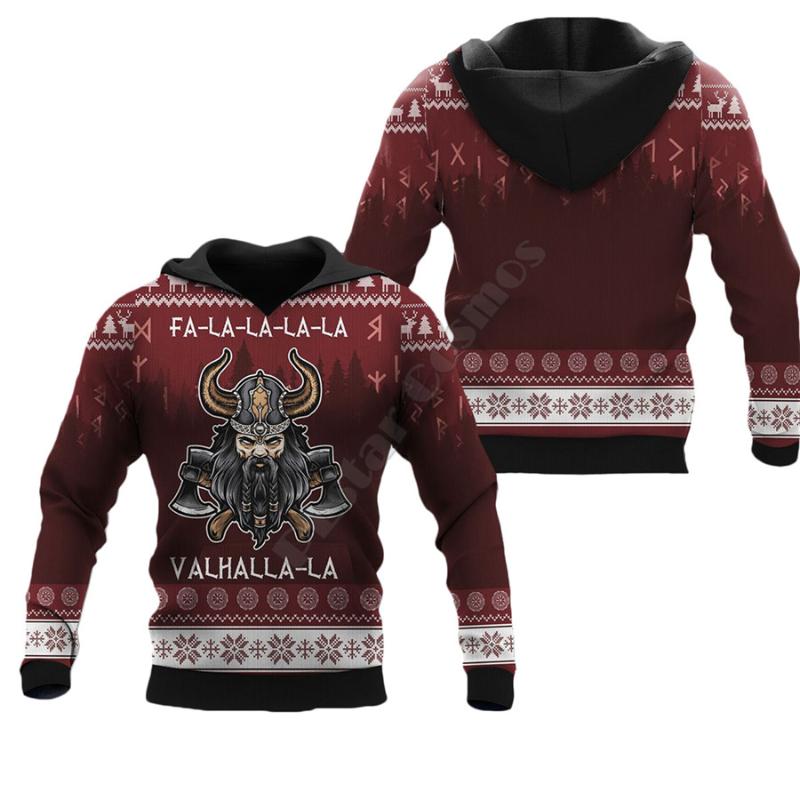 

Men's Hoodies & Sweatshirts Viking Tattoo 3D Printed Zipper Hoodie Women For Men Halloween Pullover Christmas Cosplay Costume 02, Black