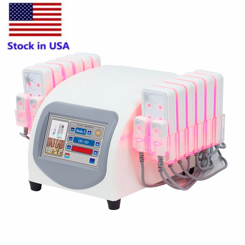 

Stock in US 5mw Laser Lipo Lipolysis Slimming Machine LLLT 10 largepads 4 smallpad 104 Diode 635nm 650nm Cellulite Beauty Equipment