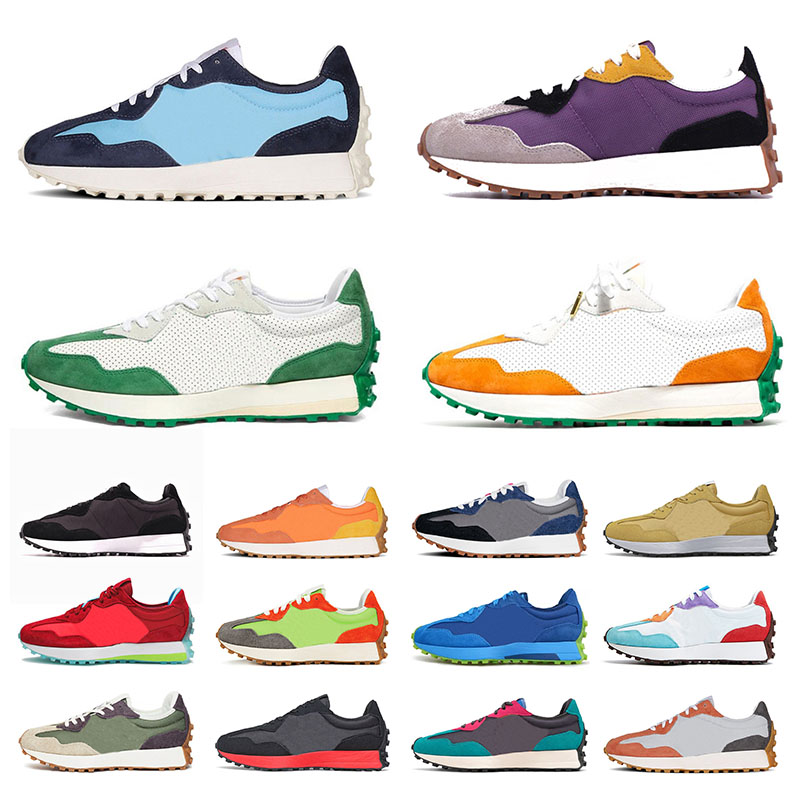 

Top Quality Mens Womens New-327 Running Shoes Pride Black Grey Navy White Neon Soft Yellow Men Women Sports Sneakers Trainers