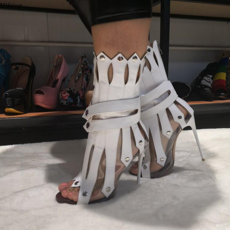 

Olomm Women Gladiator Platform Sandals Sexy Thin High Heels Shoes Open Toe Black White Party US Plus Size 5-15, D1103 red