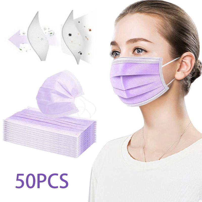 

Christmas Decorations 50 Pcs Face Mask Disposable 3 Ply Mouth Filter Non-Wove Safe Breathable Anti Pollution Dust Protective Masks No Box