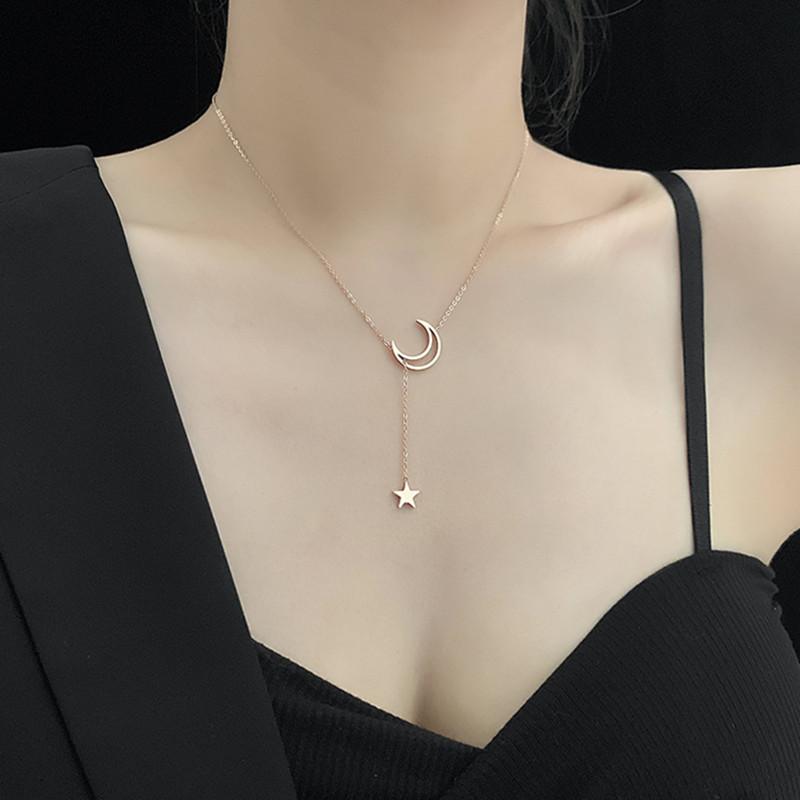 

Pendant Necklaces Fashion Star Moon Necklace Women Clavicle Chain Lady Statement Jewelry Party Wedding Accessories