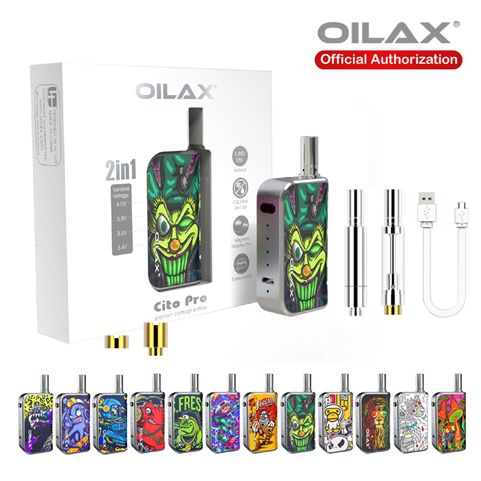 

100% Authentic atomizer kits Adjusted Battery Vol Oilax Cito Pro Vape Vaporizer 2 in 1 Starter Kit Electronic Cigarette 400mAh Variable Voltage vapes Preheat, Multi