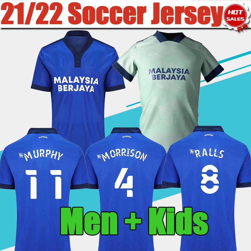 

21/22 Cardiff City Home Blue Soccer Jerseys 2021/2022 Men Adult Home Blue Soccer Shirt #4 MORRISON #8 RALLS #9 GLATZEL Short Sleeve Football Uniform, Black;yellow
