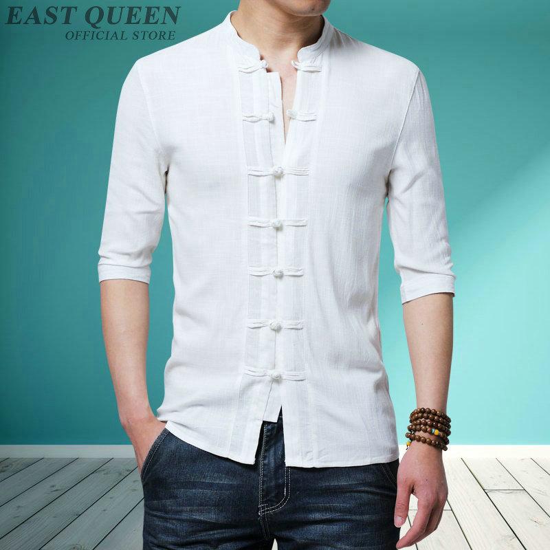 

Traditional Chinese Clothing For Male Mandarin Jacket Cotton Linen Shirt Shanghai Tang Tops Oriental Clothes Men KK2860 Men's Casual Shirts