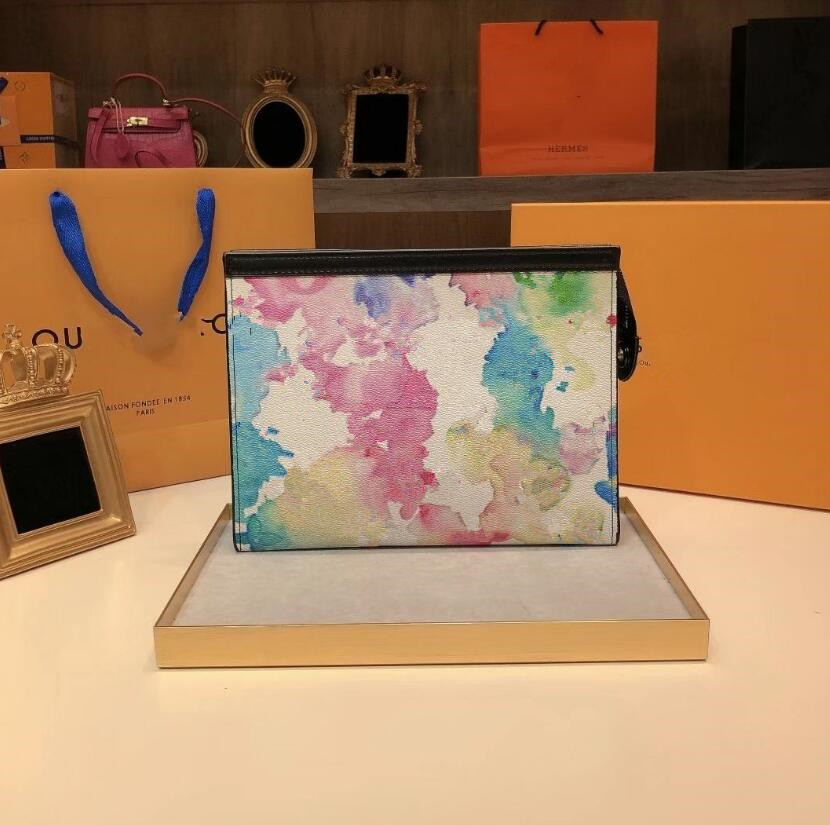 

Classic Gradient Letter Wallets Watercolor Rendering Multi-Card Position Leather Ladies Coin Purses Large Capacity Female Clutch Bags Brand Men's Storage Wallet, White