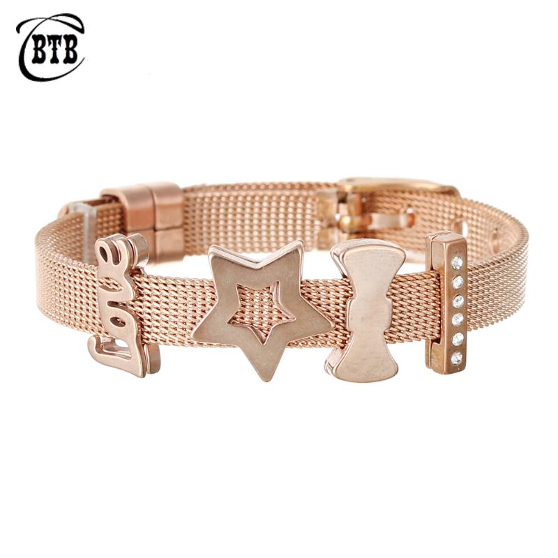 

Fashion Ladies Rose Gold Stainless Steel Mesh Delicate Bracelet Parents Holiday Gift Size Adjustable Charm Bracelets