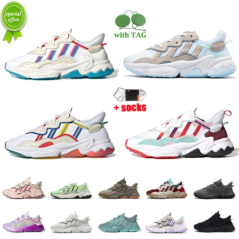 

Fashion Men Women Ozweego Running Shoes Black Carbon Steel Crystal White Pride Trace Cargo Icy Pink Outdoor Casual Dad, 31 36-45
