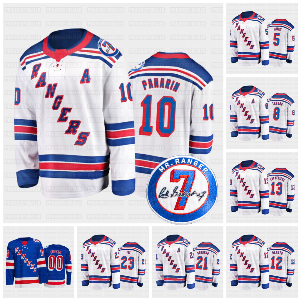 

New York Rangers Jersey Heritage 7 Memorial Patch White Honor Rod Gilbert Mark Messier Alexis Lafreniere Kaapo Kakko Vitali Kravtsov Trouba Artemi Igor Shesterkin, Blue youth s-xl