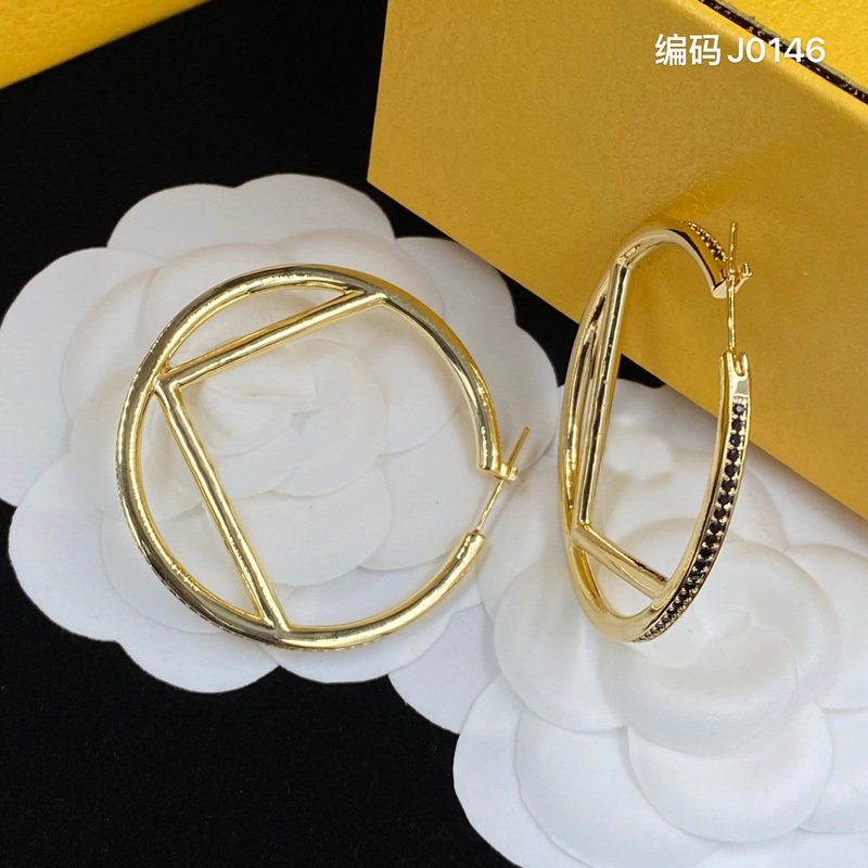 Boucles d'oreilles cerceaux femmes diamant en argent et boucles d'oreille bijoux de luxe de luxe en or LETTRES CHERCHERS F GAZ Ornements Colliers