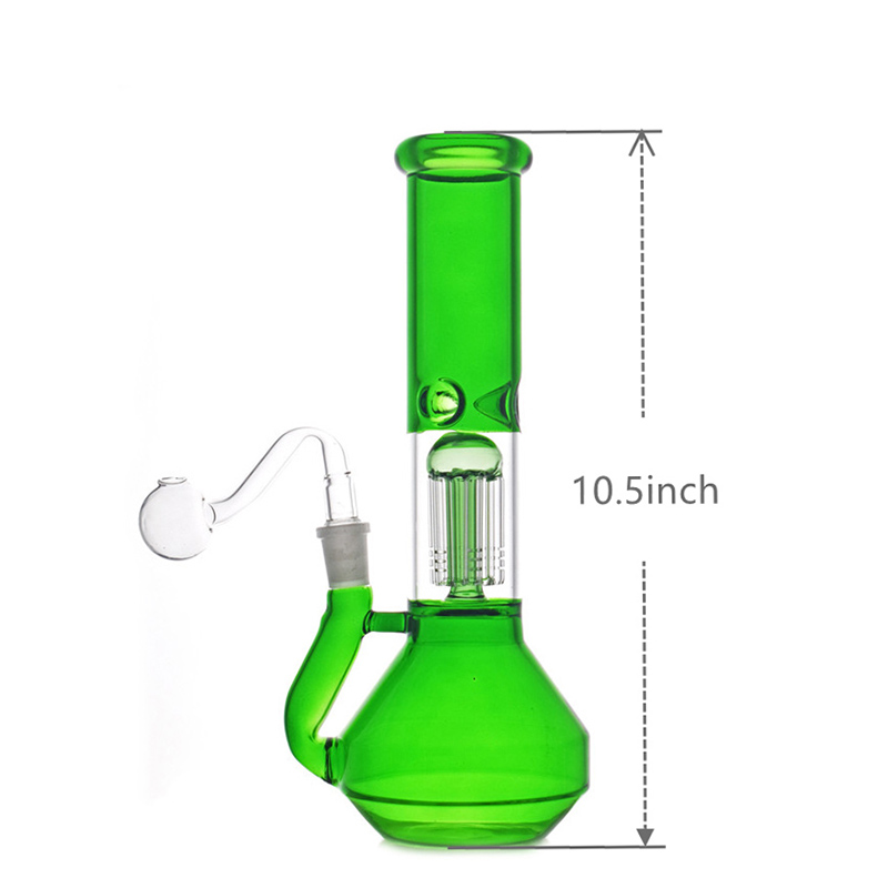 

wholesale Glass Bong hookah 10.5inch Dab Oil Rig arm tree Percs honeycomb recycler beaker Bongs with 14mm male glass oil burner pipes