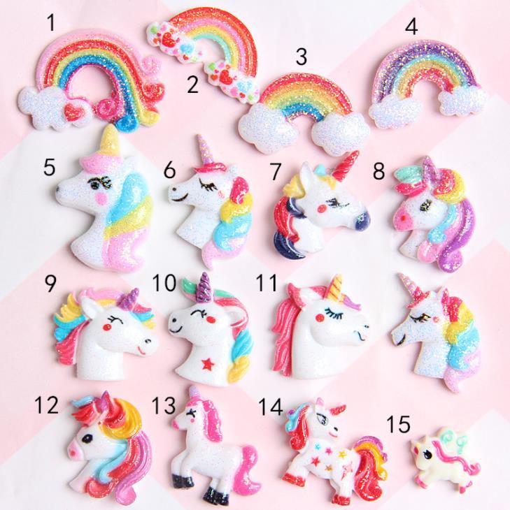 

kawaii Flat back Colorful unicorns earring resin necklace pendant keychain charms for Christmas DIY decoration