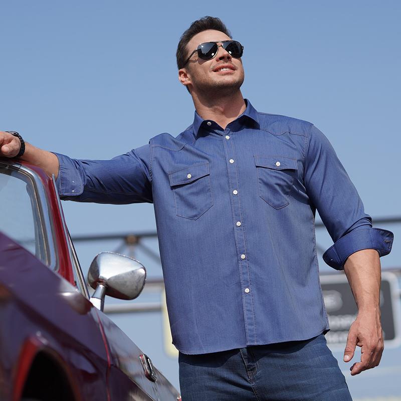 

Men's Casual Shirts Large Size 6xl 7XL8XL 10XL Denim Shirt Long-sleeved Loose Thin Summer High-quality Non-iron (oversized Plus Size), White;black