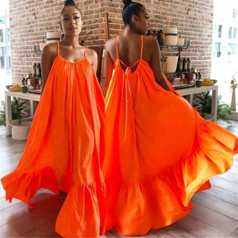 

Casual Dresses -5XL Plus Size For Women Clothes Sexy Dress Solid Color Loose Ladies Clothing Big Long Maxi Vestidos