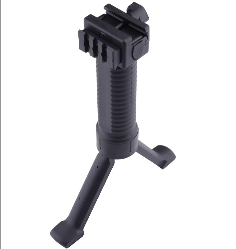 

Tactical Ergonomic Rail Vertical Fore Grip with Retractable Spring Loaded Bipod AR15 CTR stock hunt airsoft