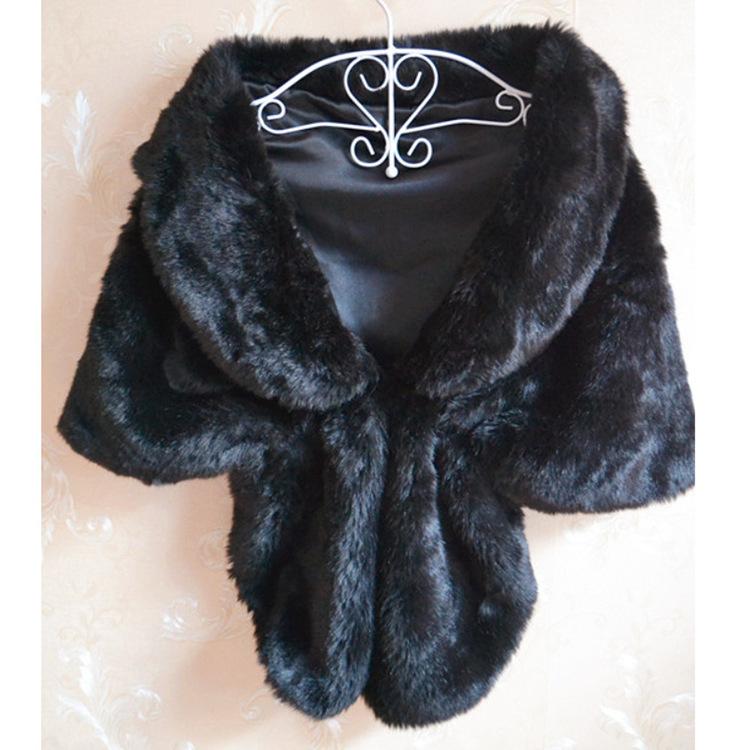 

Women's Fur & Faux 4 Colors Womens Mink Cape Shaw Jackets Ladies Casual Cloack Coats Female Tops Turn-Down Collar Shawl D357, Black