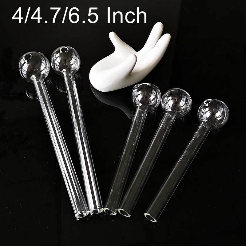 

4 5 6 Inch Clear Pyrex Oil Burner Pipes Thick Glass Tube Nail 30mm OD Ball For Water Smoking Spoon Pipe Tobacco Smoke Accessories SW38