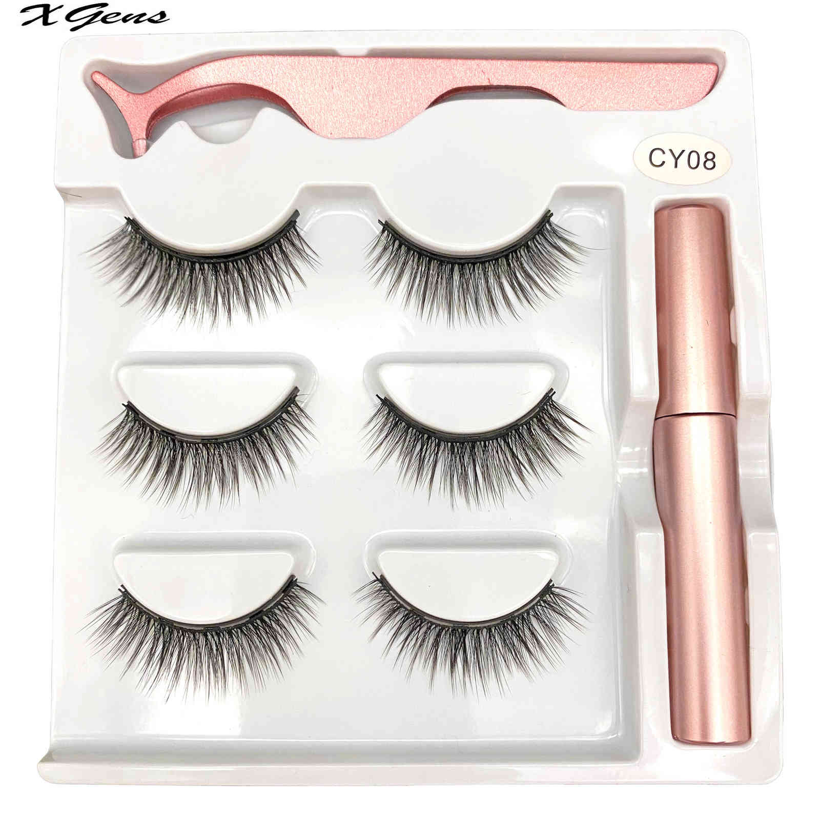 

3 Pairs Magnetic Eyelashes Lash Extensions Waterproof Magnet Eyeliner Long Lasting Natural Magnetic Lashes False Make Up Set