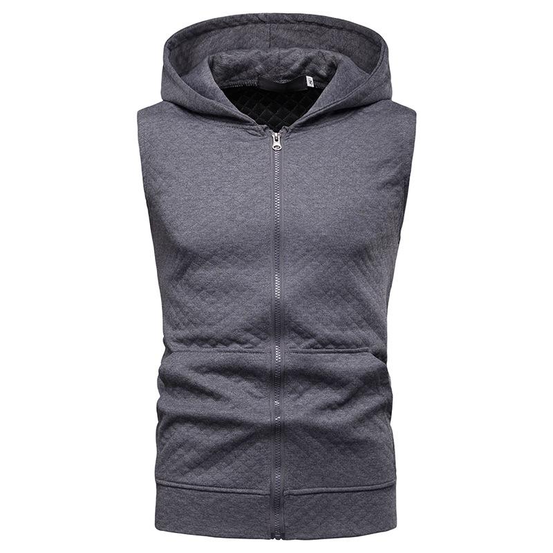 

Men's Hoodies & Sweatshirts 2022 Mens Cube Pattern Fashion Sleeveless Jacket Sweatshirt Solid Zipper Coats Casual Sports Hooded Vest Coat To, Black