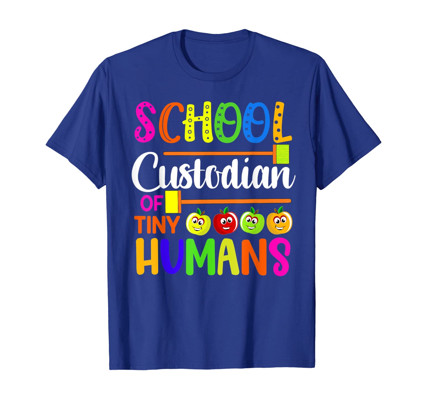 

school custodian of tiny humans teacher back to school shirt, White;black