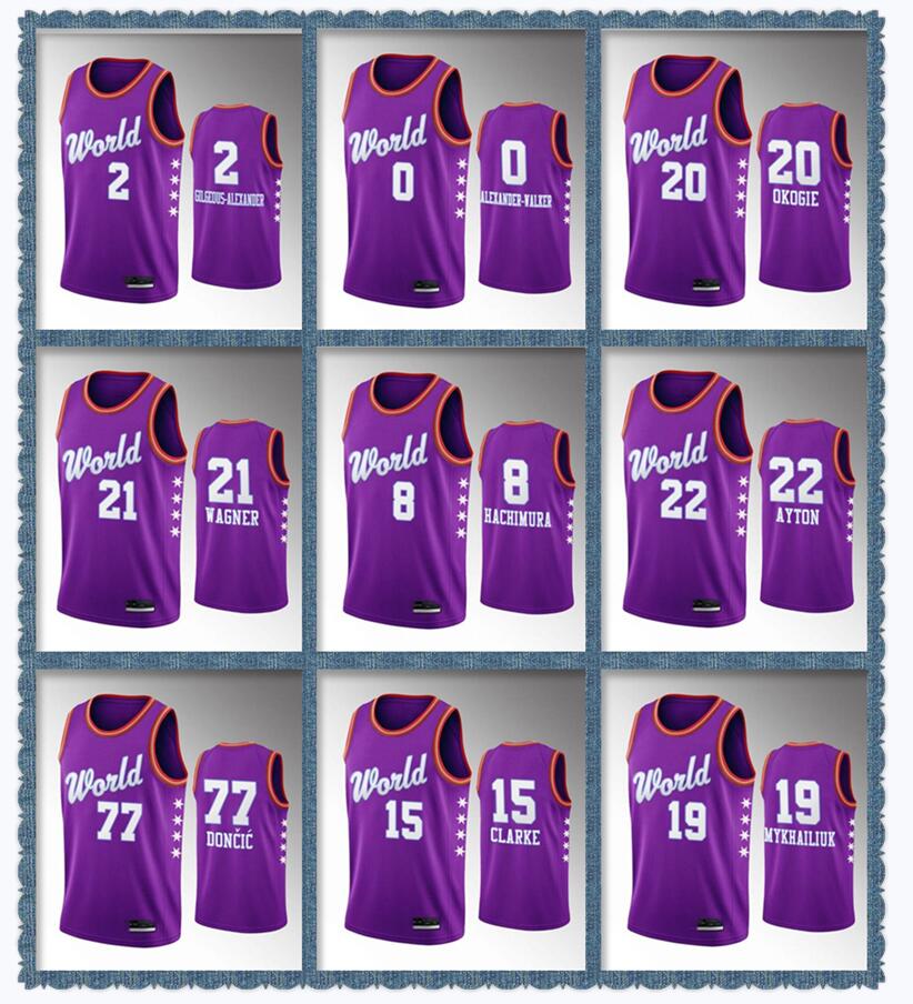 

Men's World Jersey Team RJ Barrett Rui Hachimura Luka Doncic Shai Gilgeous-Alexander 2021 Rising Star Jerseys, Grey