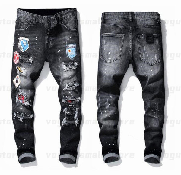 

Mens Cool Rips Stretch Designer Jeans Distressed Ripped Biker Slim Fit Washed Motorcycle Denim Men s Hip Hop Fashion Man Pants 2021MHA0, 1046
