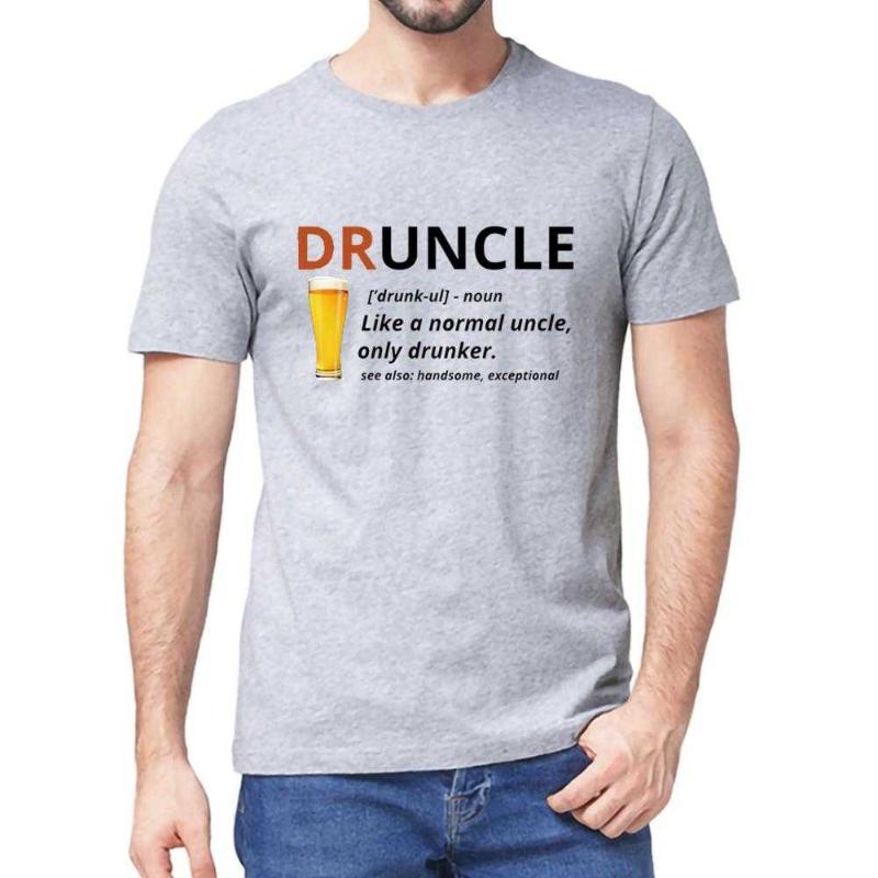 

Men's T-Shirts Graphic Druncle Beer Definition Like Normal Uncle Humor Short Sleeve T-Shirt Top Tee Novelty Gift, No logo
