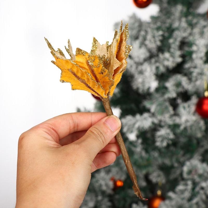 

Christmas Decorations Handcraft Glitter Large Artificial Flowers Decor Poinsettia Fake For DIY Xmas Wedding Year Home Decoration