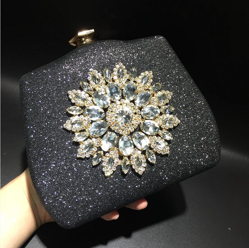 

wholesale leather women chain bags elegants atmosphere dress Diamonds dinner bag elegant Joker Beads Sunflower womens handbag personality Embroidered handbags, Silver(boutique box)