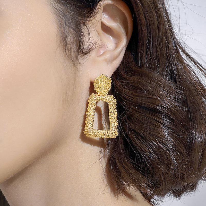 

Dangle & Chandelier Fashion Statement Earrings Large Geometric For Women Gold Silver Colour Hanging Drop Earring 2021 Female Jewelry