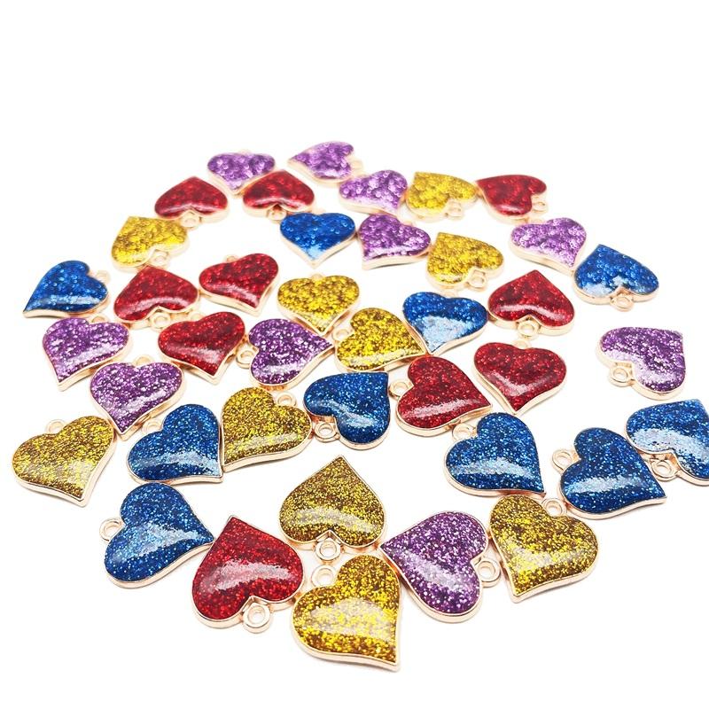 

Charms Peixin 10Pcs/Set Red Blue Yellow Enamel Heart Pendant For DIY Jewelry Making Charm Accessories Wholesale, Bronze;silver