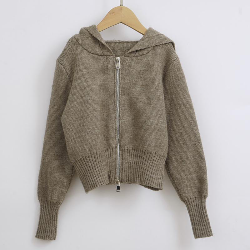 

Jackets 2021 Autumn And Winter Teen Girls Knitting Coat Baby Kids Casual Hooded Jacket Children Brief Soft Clothing, #6691, Black