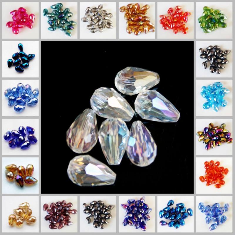 

Other TOP Quality 60pcs Wholesale Faceted Teardrop Glass Crystal Charm Loose Spacer Beads 8x12mm Supply AB Color Plating JewelryY