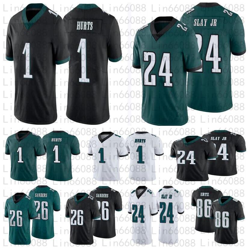 

Men 1 Jalen Hurts jersey 86 Zach Ertz Dawkins Cox Jeffery 24 Darius Slay JR 26 Miles Sander Football, As